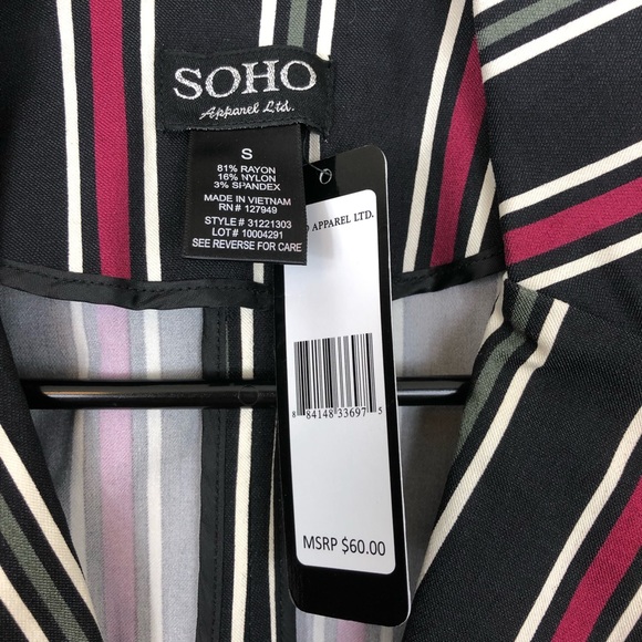 NWT Soho Apparel Striped Fitted Blazer Sz S - Picture 5 of 7